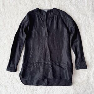 Neiman Marcus Woman Black 100% Linen Loose Fit Tunic Top SMALL Classic Luxury